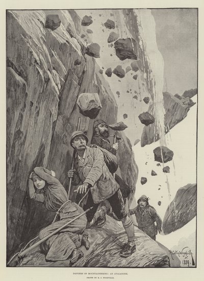 Gefahren des Bergsteigens, eine Lawine von Richard Caton Woodville junior